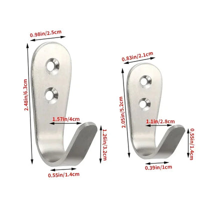 5pcs stainless steel hooks, Clothes hooks, wall-mounted J-shaped hooks, for hanging coats, hats, bathrobes, towel etc