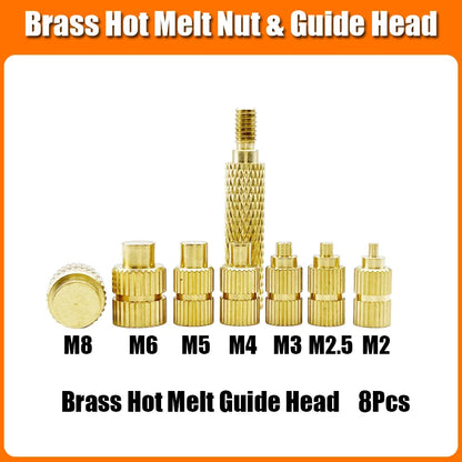 Brass Hot Melt Threaded Insert Nut Iron Tip 3D Printer Accessorie Heating Nut  Stainless Screw Bolt Insertnut Kit M2 M2.5 M3 M4