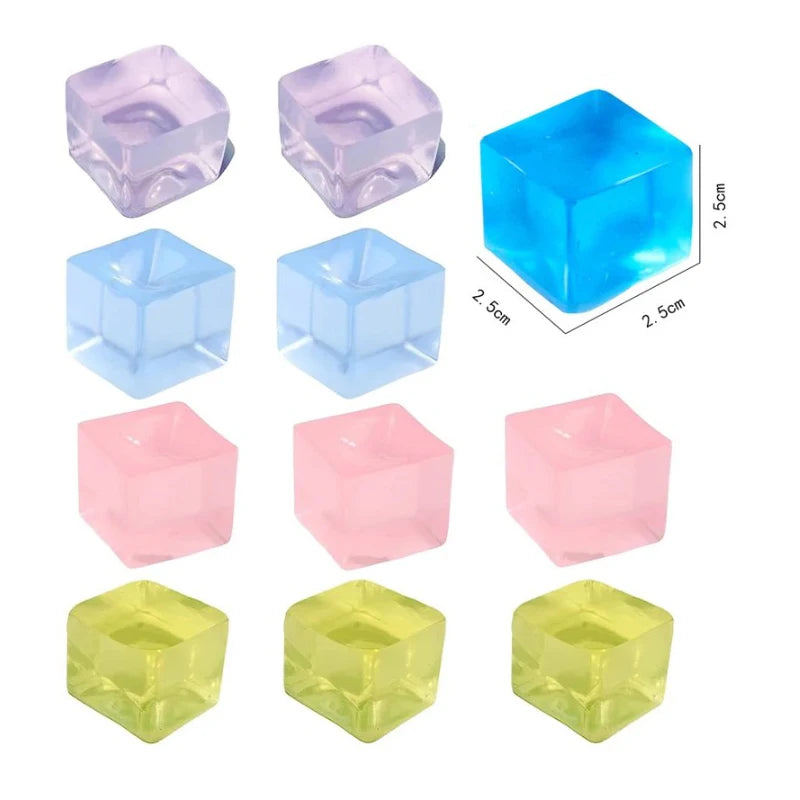 3Pcs Squishy Ice Cube Fidget Toy Square Shape Squishy Stress Ball Squeeze Toys Stress Relief Sensory Toy For Kids Adults Gift