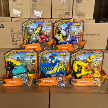 100% Genuine Paw Patrol Rubble & Crew Toy Wheeler Mix Charger Action Figure Doll with Collectible Figures Kids Toy Birthday Gift