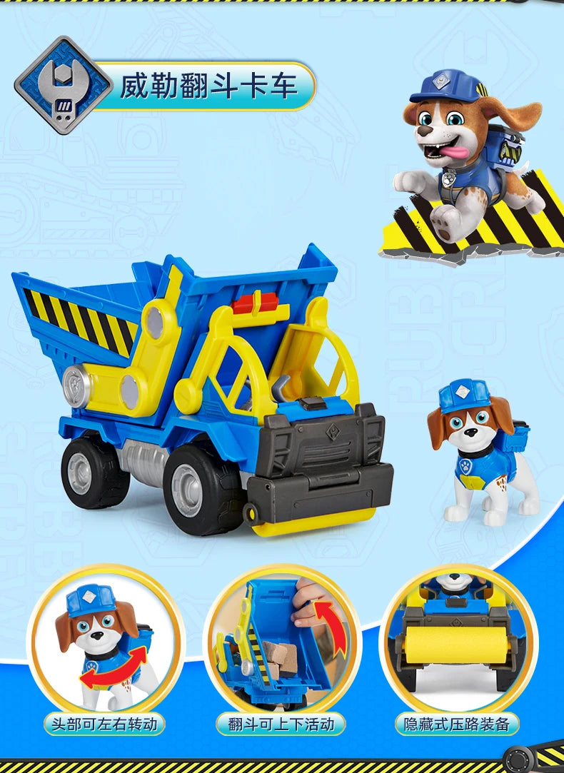100% Genuine Paw Patrol Rubble & Crew Toy Wheeler Mix Charger Action Figure Doll with Collectible Figures Kids Toy Birthday Gift