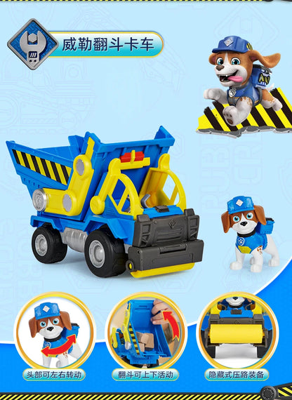 100% Genuine Paw Patrol Rubble & Crew Toy Wheeler Mix Charger Action Figure Doll with Collectible Figures Kids Toy Birthday Gift