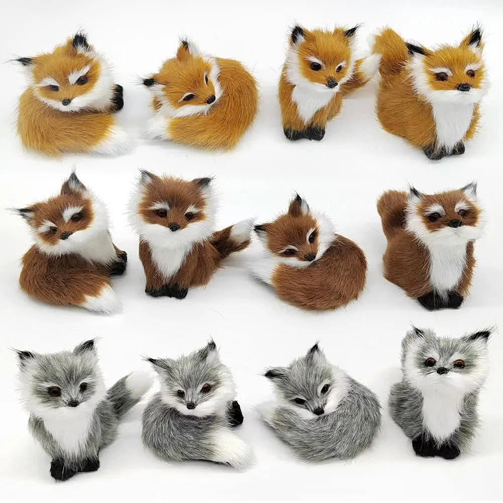 Mini Cat Rabbit Fox Owl Simulation Fur Model Plush Cats Action Figures Decor Gifts Imitation Animal Doll Home Decor Ornaments