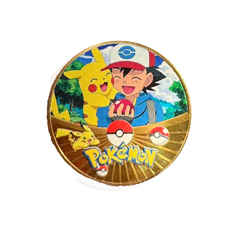 Anime Gold Plated Gold Coin Game Commemorative Coin Pikachu Mewtwo Charizard Gold Coin Game Collection childrens gift