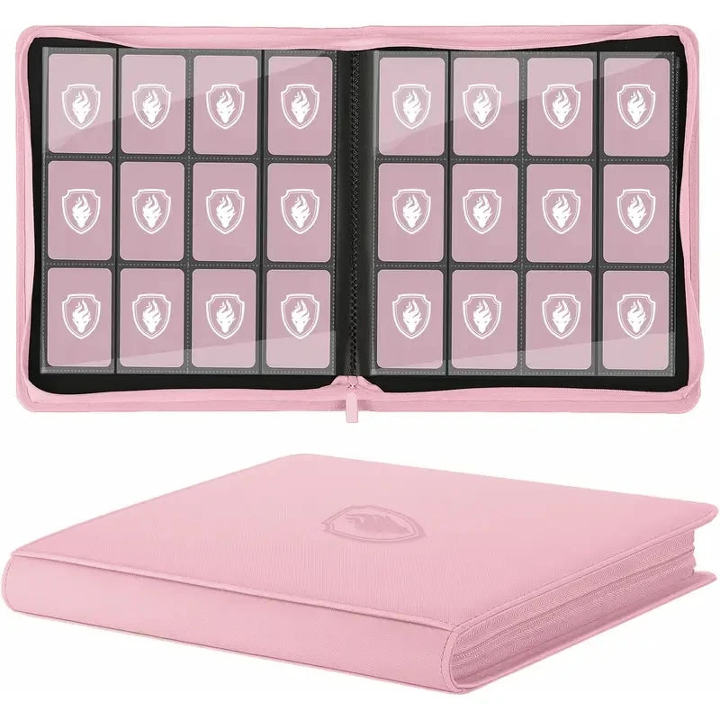 Trading Card Binder 12 Pocket, Zipper Binder Card Album Holds 480 Cards, Premium Leather Card Folder for TCG/Game/Sports Cards