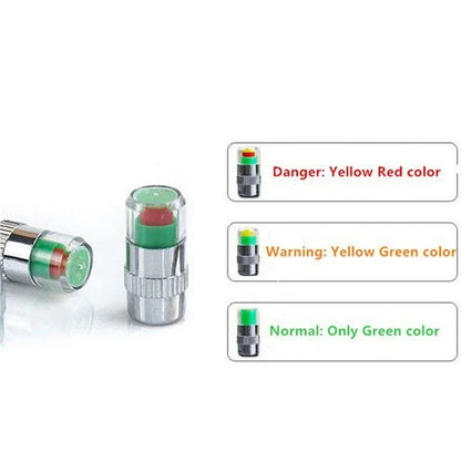 NEW 4pcs Car Tire Pressure Indicator Gauge Alert Monitoring Valve Cap Sensor External Detection