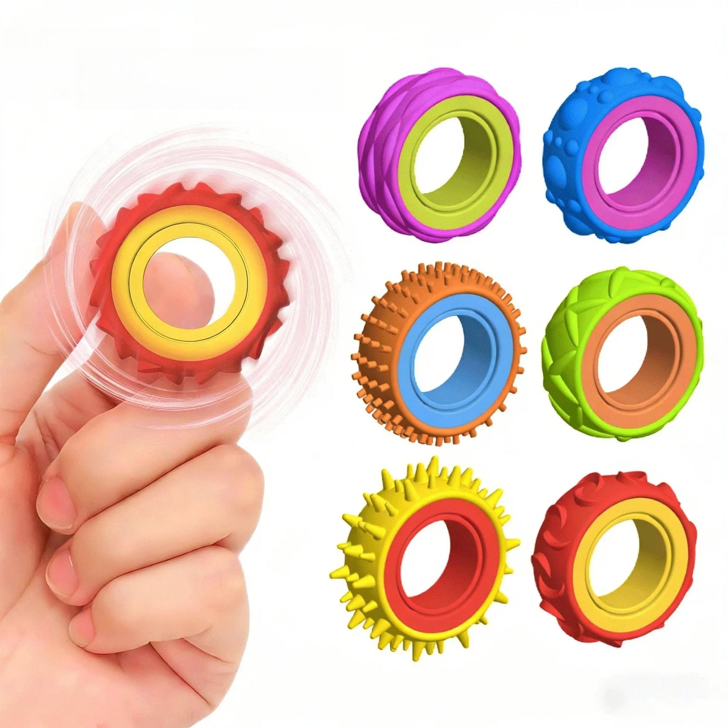 New Silicone Sensory Rotating Fidget Ring Stress Relief Spinning Fidget Toy for Adults Anti Anxiety Autism ADHD Quiet