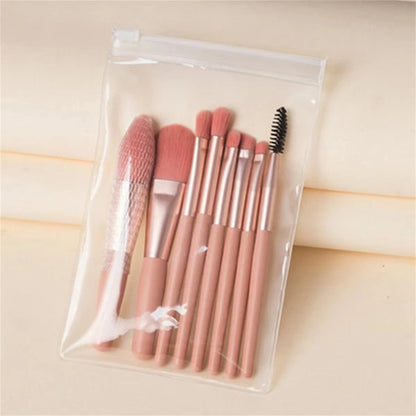 8-Piece Mini Soft and Fluffy Makeup Brush Set, Perfect for Makeup Beginners, Used for Foundation, Blush, and Eyeshadow to Create