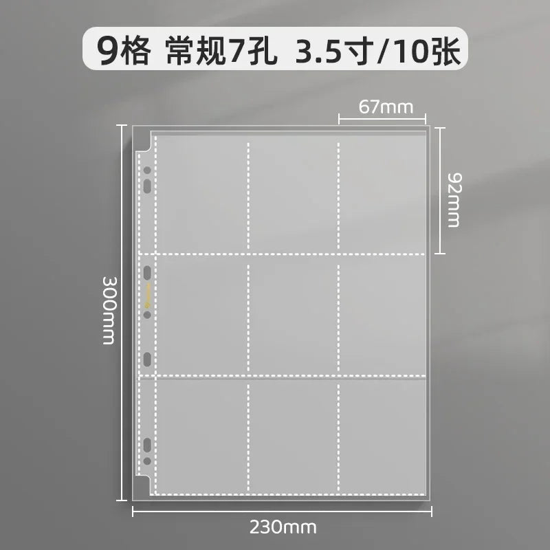 SINGBA 10pcs Clear Sheets Sleeve Acid free-No CPP loose-leaf Pages for A5/A4 Binder 4/ 9grid Pocket 3inch Photocard Protector