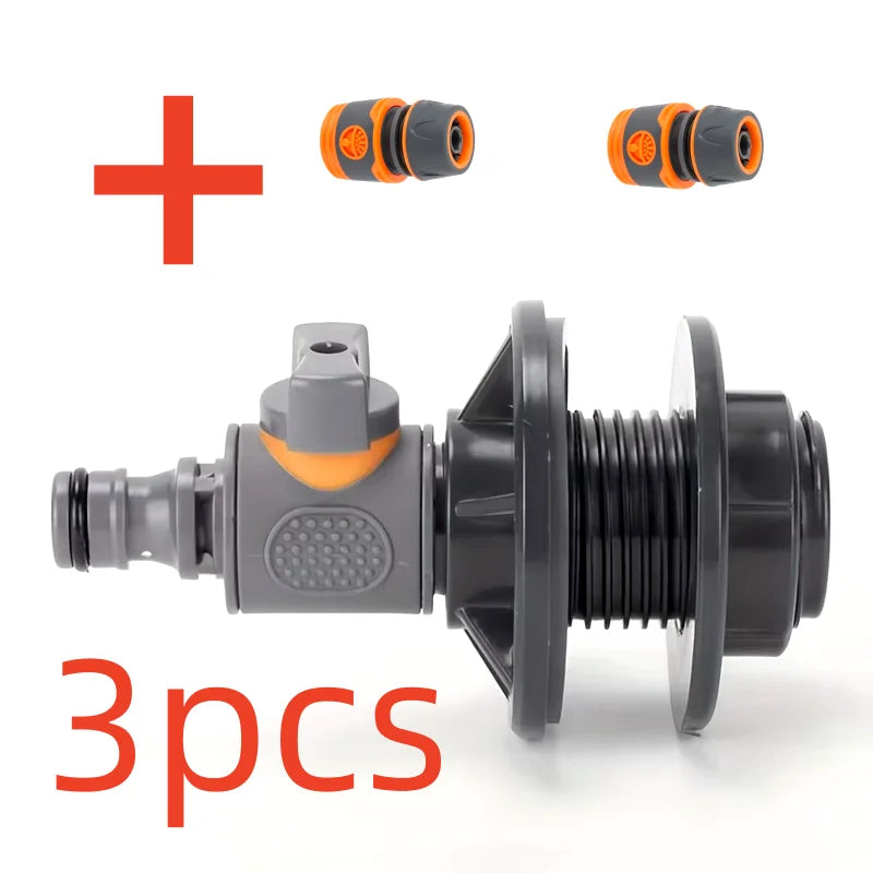 PVC/IBC Water Barrel Adapter, Durable Water Tank Adapter with Valve, Quick Installation Rainwater Collection Connector Kit