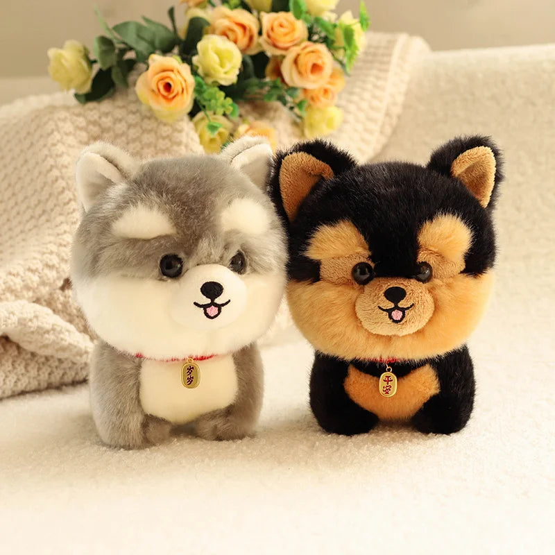 Lifelike Fluffy Dog Stuffed Toy Simulation Puppy Model Shiba Inu Corgi Husky Yorkshire Bichon frise Chow Chow Plush Doll Gifts