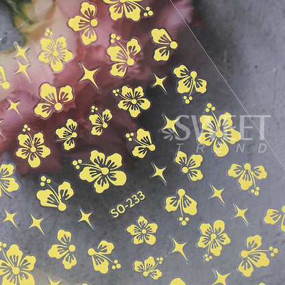 4pcs/set Hibiscus Flowers Nail Sticker Y2K Star Adhesive Nail Art Supplies Decal for Women Nail Supplies DIY Manicure Decoration