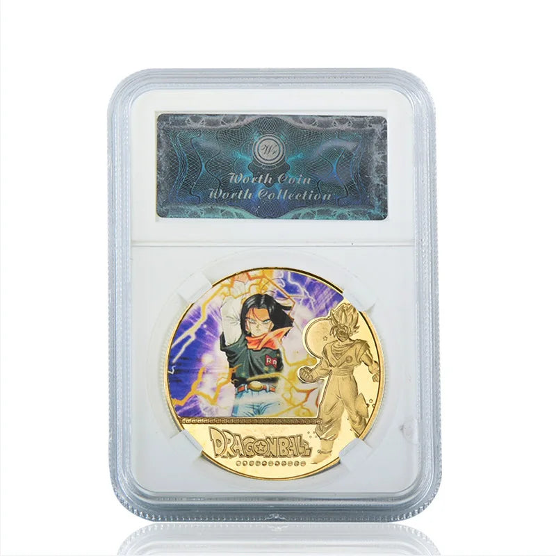 Dragon Ball Gold Plated Gold Coin Son Goku Vegeta Commemorative Coins Children Classic Anime Peripherals Collection Toy Souvenir