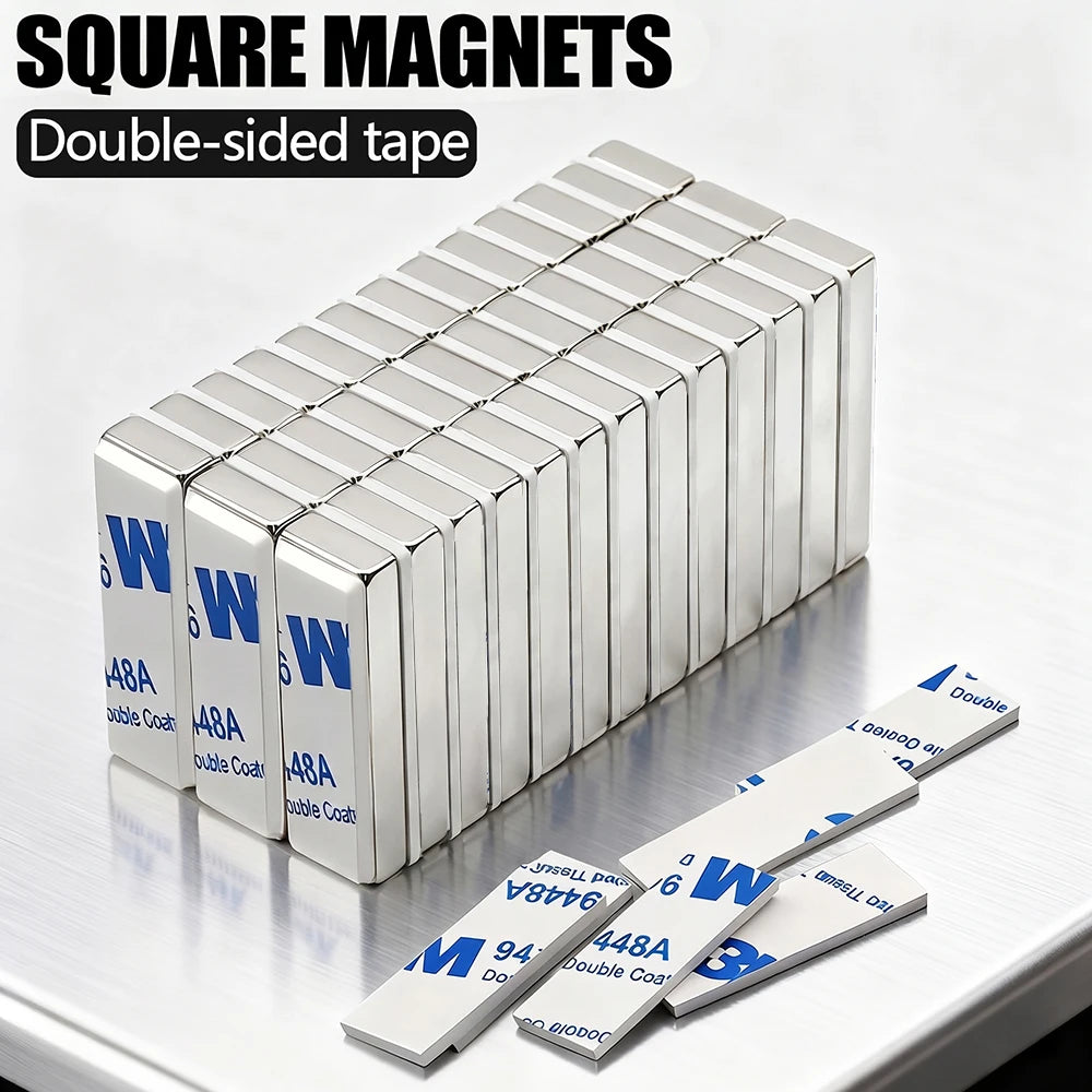 20x10x2 60x10x3mm Super Powerful Block Neodymium Magnet  With double-sided adhesive Magnet N35 Strong Permanent Magnetic imanes