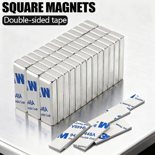 20x10x2 60x10x3mm Super Powerful Block Neodymium Magnet  With double-sided adhesive Magnet N35 Strong Permanent Magnetic imanes