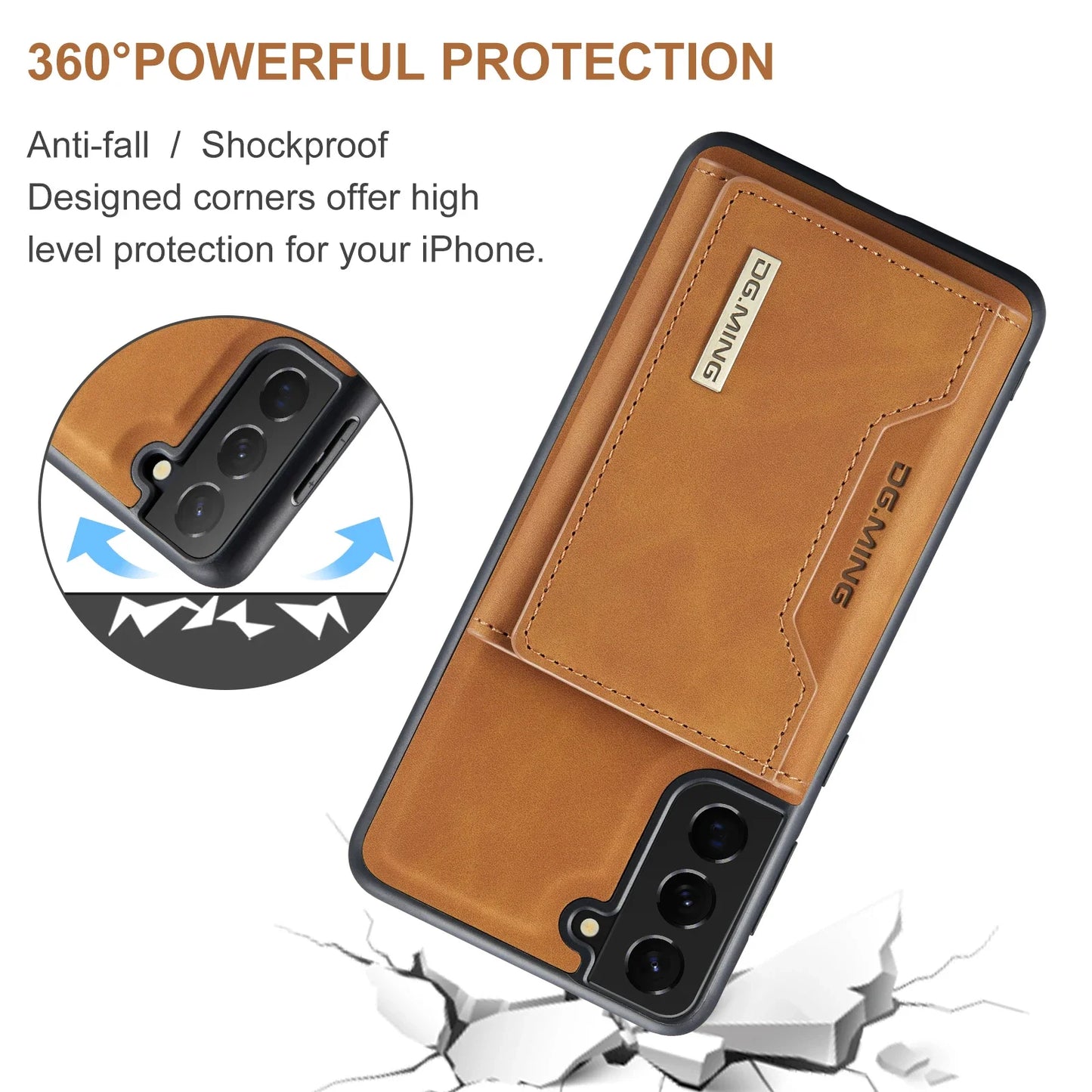 DG.MING Magnetic Detachable PU Leather Wallet Case for Samsung Galaxy S23 Ultra S22 S21 S20 FE A52 A52S A12 A54 A14 Note20 Ultra