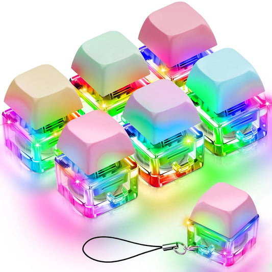 3/6PCS Keyboard Fidget Toy Keyboard Keychain Decompression Toys Button Stress Relief Gifts for Office School