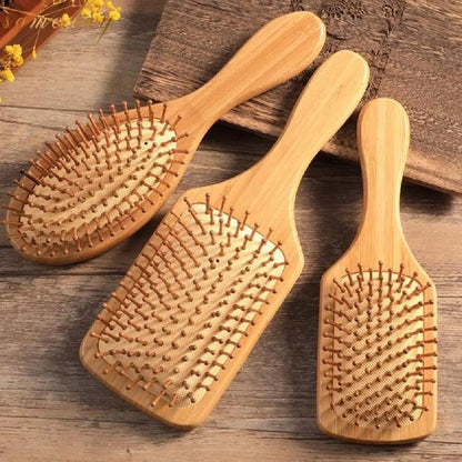 Bamboo Hair Brush,Natural Wooden Bamboo Comb Paddle Detangling Hair Brush Wide-tooth And Tail Comb For Thick/Thin/Curly/Dry Hair