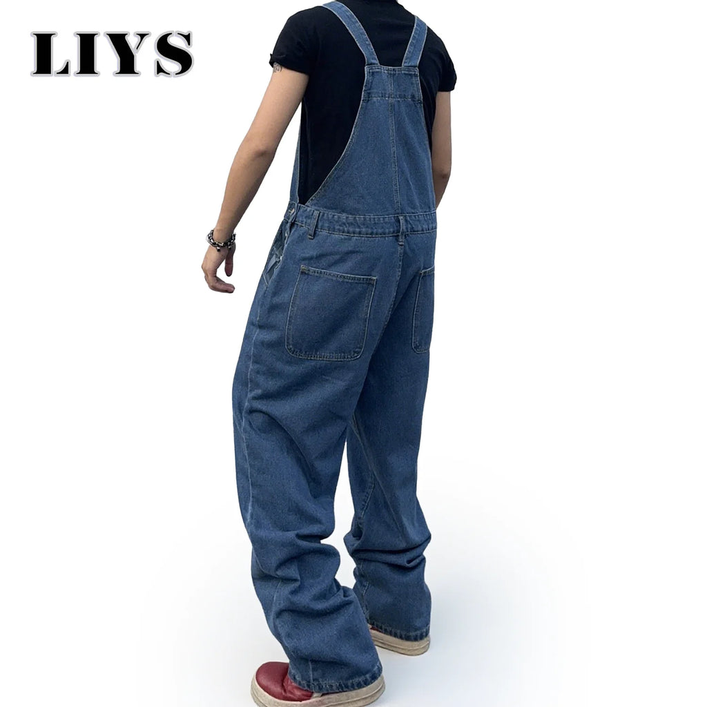 Men's Washed Relaxed Denim Overalls