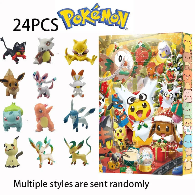 24PCS/Set Pokemon Christmas Advent Calendar Cute Pikachu Charizard PVC Small Anime Figure Surprise Box Birthday Halloween Gift