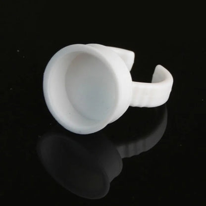 100pcs Disposable White Glue Holder Ring Adhesive Pallet For Eyebrow Tattoo Pigment Eyelash Extension Container Ring Cup