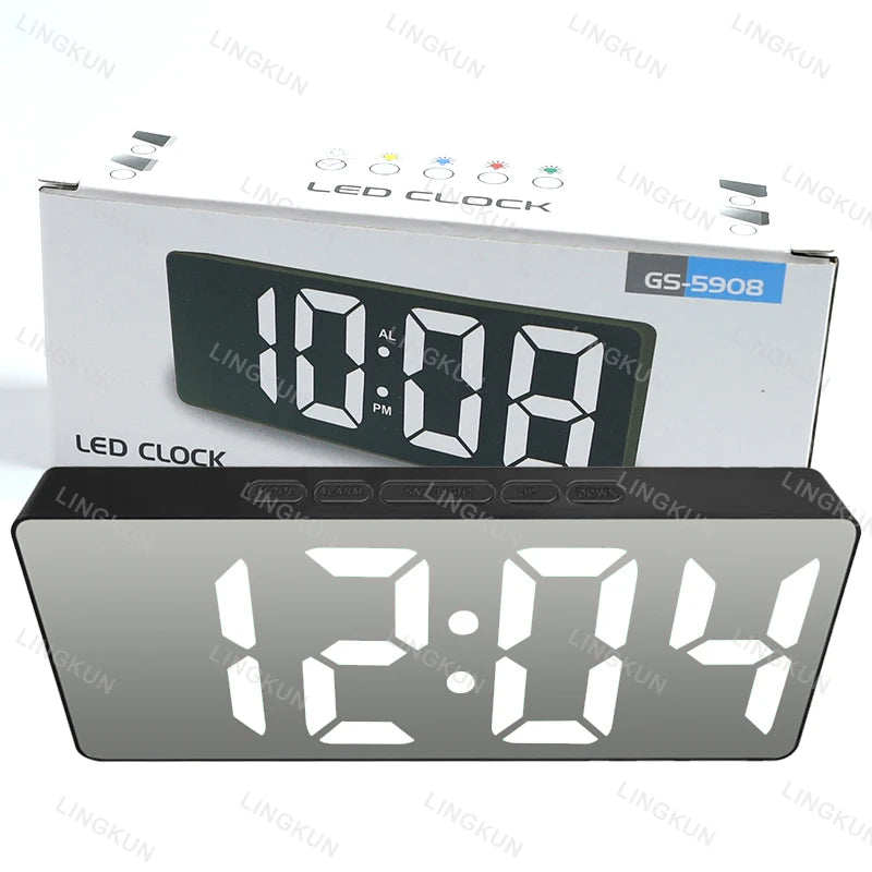 Digital Alarm Clock LED Electronic Desktop Clock with Temperature for Bedroom Home Office Teens Kids