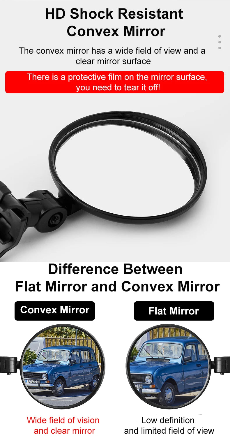 1/2PCS Bicycle Rearview Mirror 360 Degree Adjustable Rotatable Universal Cycling Handlebar Rear View Mirrors for MTB Road Bike