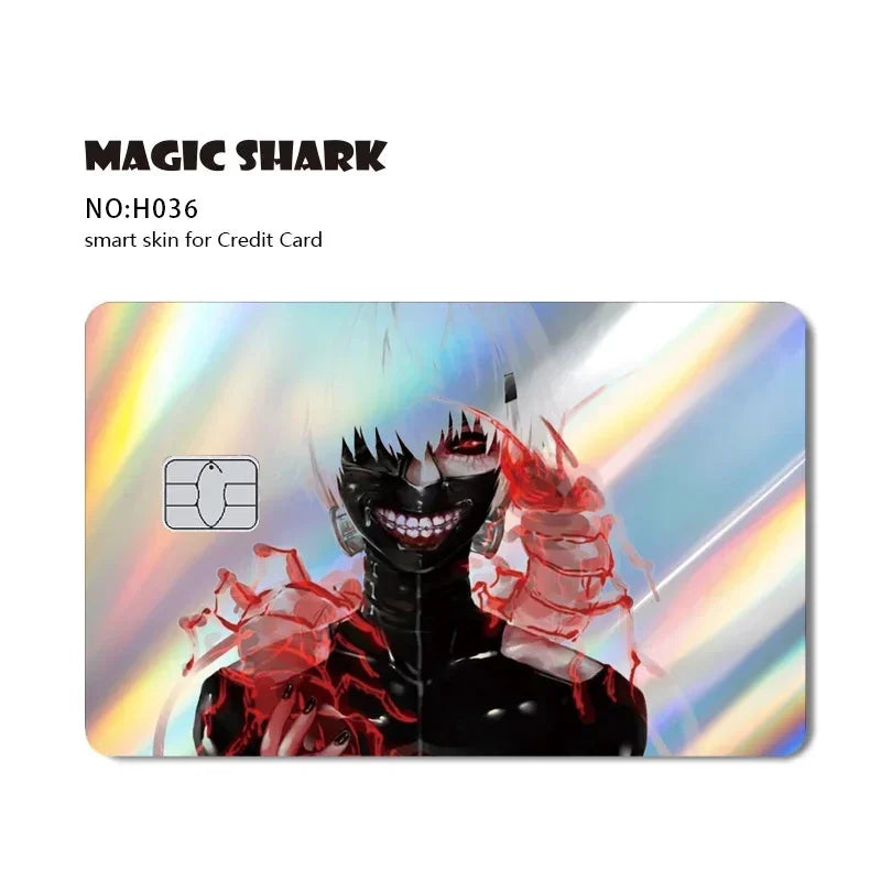 Magic Shark Skull Panda Hunter Broke Blue Eyes Dragon Laser Holographic Sticker Cover Film Skin for Credit Bank Debit Card