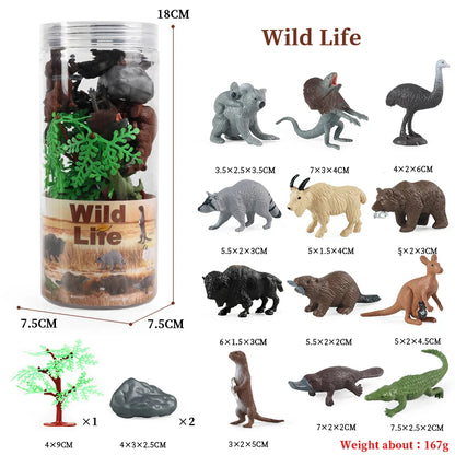 Oenux Miniature Animals Set Wild Sealife Farm Dinosaur Brinquedo Figurine Model Action Figures Zoo Cute Education Kids Toy Gift