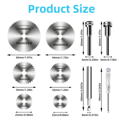 High-Speed Steel Saw Blades 10PCS, 1/4" Hex Shank Universal Fit for Grinders, Metal/Wood/Plastic Cutting Discs, Durable Rotary T
