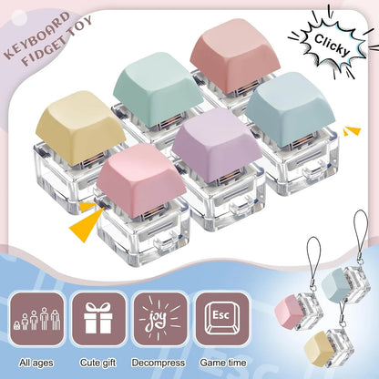 3/6PCS Keyboard Fidget Toy Keyboard Keychain Decompression Toys Button Stress Relief Gifts for Office School