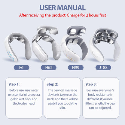 Smart Back Neck Massager with Heating TENS Pulse Cervical Muscle Massage Wireless Shoulder Health Care Device