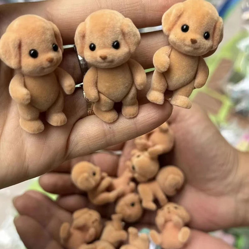 Limb Movable Forest Family Animal Figure Poodle Flocked Shaggy Figurine Dog Model Toy Dollhouse Miniatures Accessories For Kids