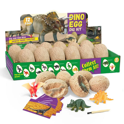 12PCS Archeological Dinosaur Egg Dig Kit Fossil Excavation Toy Teens Adults Scientific DIY Mining Multiplayer Party Favors Gifts