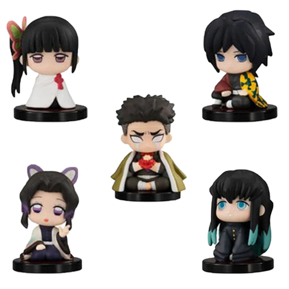 5-15pcs Q Version Demon Slayer Sitting Ghost Doll Tanjiro Nidouzi Inosuke Zenizu  Toy  Figural PVC Model Gift