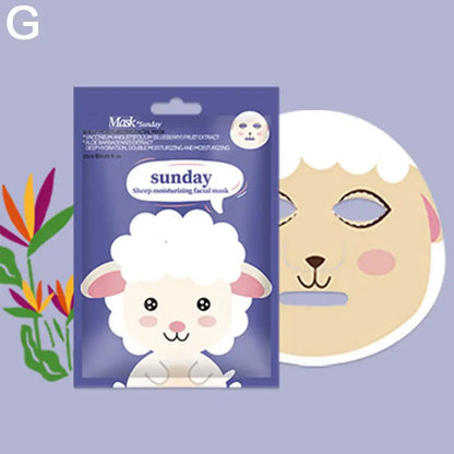 7 Styles Animal Face Mask Set Funny Panda Dog Pig Hydrating Sheet Mask for Spa Party Cute Skincare Gift for Women Girls 1/7PCS