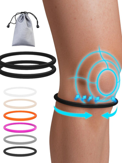2 Pcs Silicone Knee Patella Straps, Knee Joint Support Ring for Patellar Tendon Pain Relief More Sports Knee Protection Tool