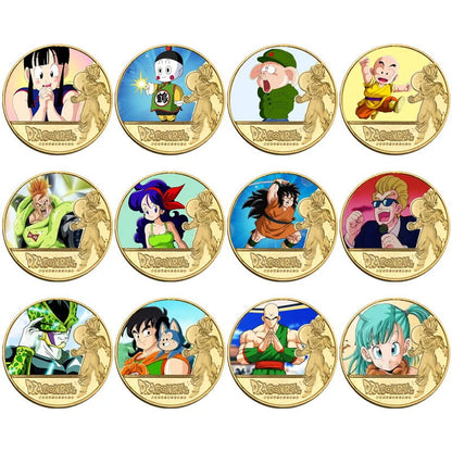 Dragon Ball Gold Plated Gold Coin Son Goku Vegeta Commemorative Coins Children Classic Anime Peripherals Collection Toy Souvenir