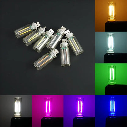 Car USB Night Light Touch Control Dimmable LED Filament Lamp USB Plug and Play Decorative Atmosphere Light for Car Bedroom