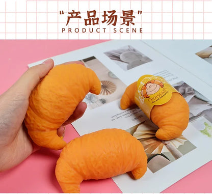 Fun Realistic Croissant Toy Pinch Squeeze Relief Squishy Stress Cute Lazy Stress Ball Funny Stress Relief Fidget Toy