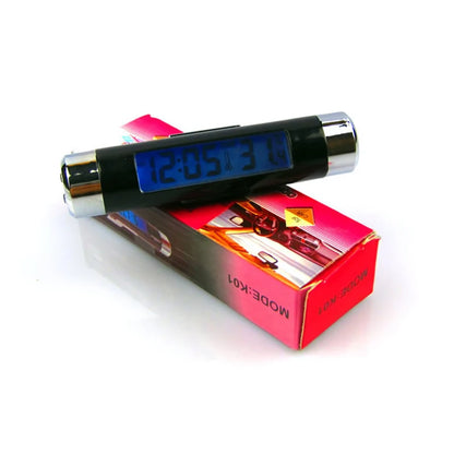 Portable 2 in 1 Car Digital LCD Clock Temperature Display Electronic Clock Thermometer Car Automotive Blue Backlight With Clip