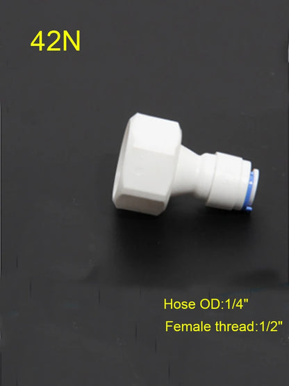 Reverse Osmosis Quick Coupling 1/4" 3/8" OD Hose Connection Tee Y Connector 2 Way Straight RO Water Plastic Pipe Fitting