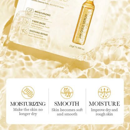 15pcs SADOER 24K Gold Vitamin C Hyaluronic Acid Facial Masks for Face Moisturizing Firming Hydrating Face Mask Facial Skin Care