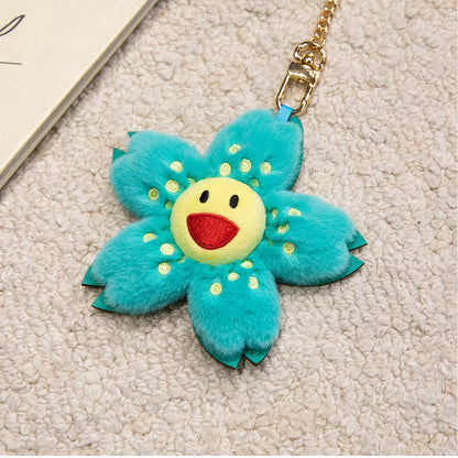 Cute Sunflower Plush Keychain Toy Stuffed Flower Soft Doll Small Pendant Keychain Fashionable Backpack Pendant Christmas Gift