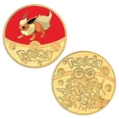 Anime Gold Plated Gold Coin Game Commemorative Coin Pikachu Mewtwo Charizard Gold Coin Game Collection childrens gift