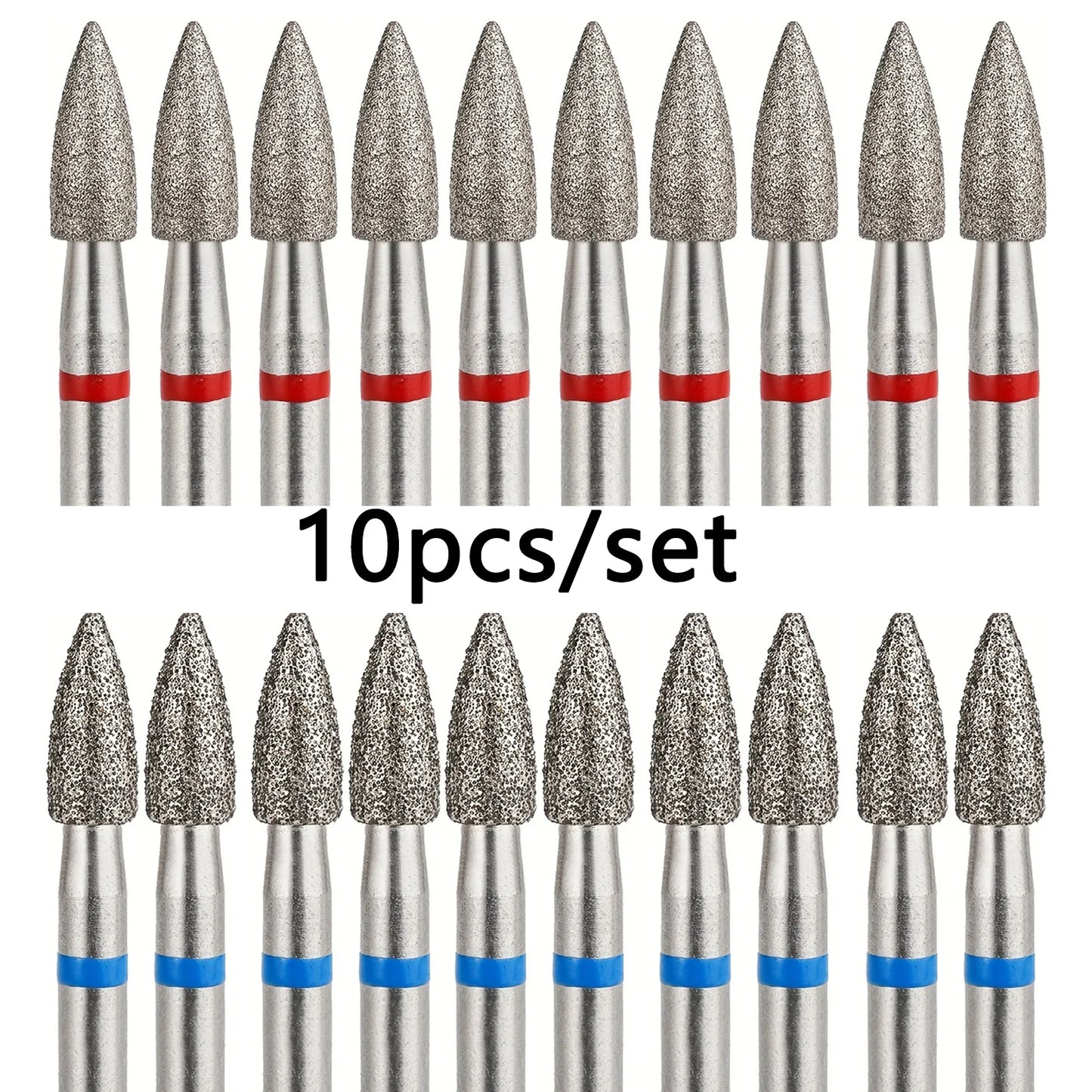 10pcs/set 3mm Cone Diamond Cuticle Bit Manicure Drills Nails Accessories Tools