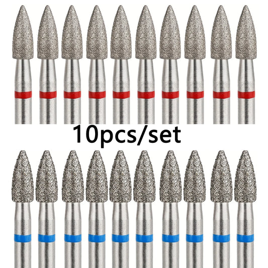 10pcs/set 3mm Cone Diamond Cuticle Bit Manicure Drills Nails Accessories Tools