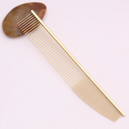 Copper Dog Grooming Combs Pet Boundary Knot Massage Tools Professional Salon Cat Hair Cleaning Crescent High Low Teeth 7816#