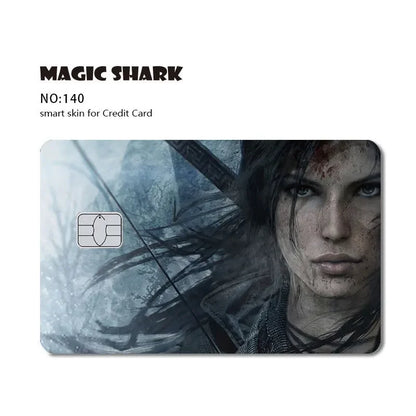 Magic Shark Flower Butterfly Bear Wing No Fade PVC Film Skin Cover Sticker for Bank Debit Credit Card
