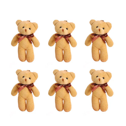 6/12pcs Mini Bear Plush Keychain Colorful Bear Stuffed Toy School Bag Pendant Teddy Doll Graduation Party Supplies Wedding Gift